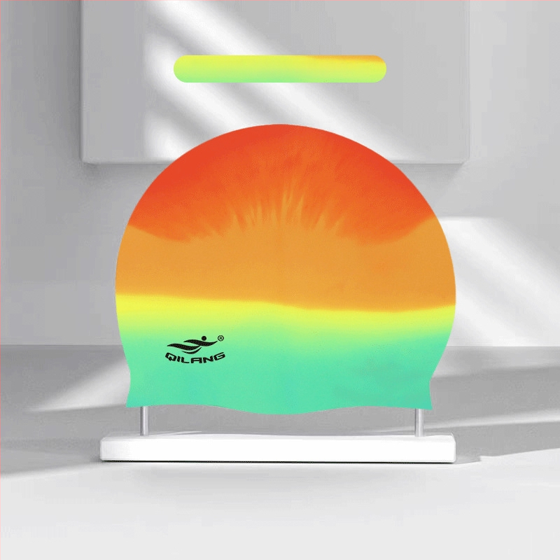 Silikona plūšanas cepure ar ūdensnecaurlaidīgu ausu aizsardzību, krāsu saskaņošanas raksts, piemērota pieaugušajiem, gatava privātās etiķetes izmantošanai