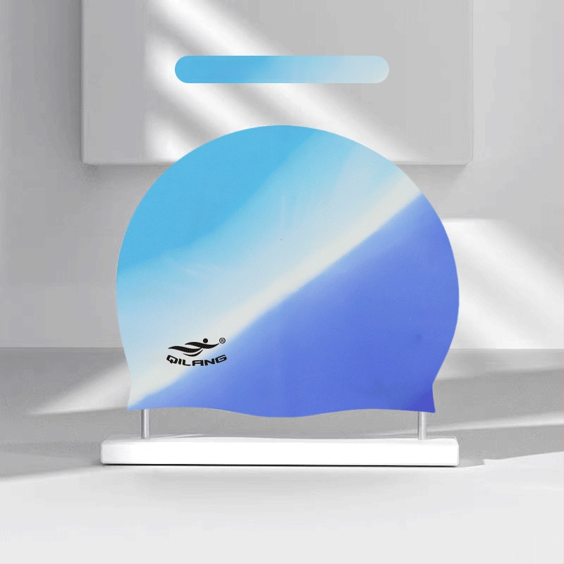 Silikona plūšanas cepure ar ūdensnecaurlaidīgu ausu aizsardzību, krāsu saskaņošanas raksts, piemērota pieaugušajiem, gatava privātās etiķetes izmantošanai