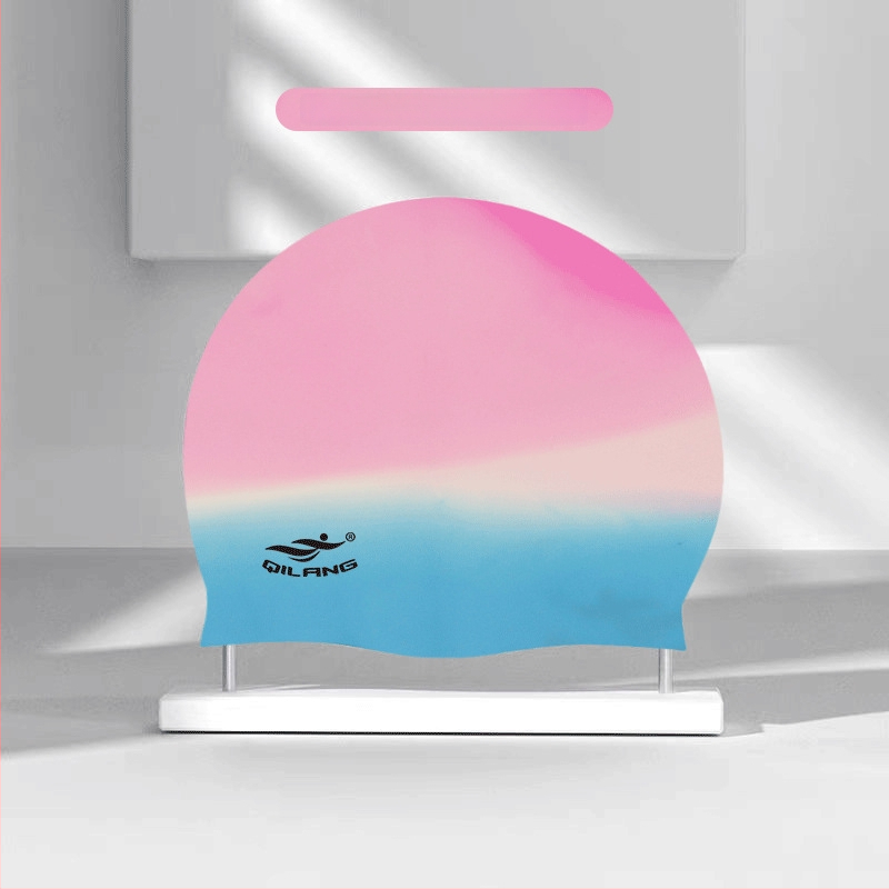 Silikona plūšanas cepure ar ūdensnecaurlaidīgu ausu aizsardzību, krāsu saskaņošanas raksts, piemērota pieaugušajiem, gatava privātās etiķetes izmantošanai