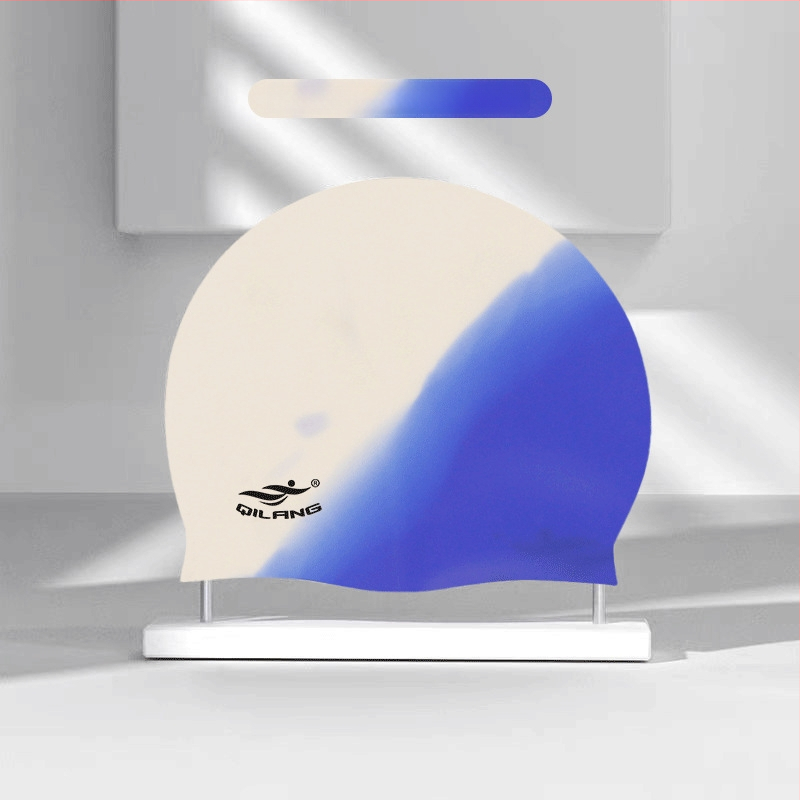 Silikona plūšanas cepure ar ūdensnecaurlaidīgu ausu aizsardzību, krāsu saskaņošanas raksts, piemērota pieaugušajiem, gatava privātās etiķetes izmantošanai