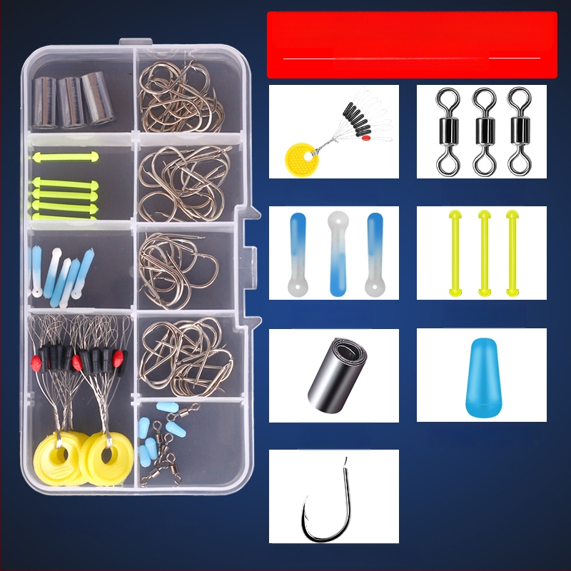 Žvejybos kabliukų rinkinys — įprastas kabliukas, įskaitant žvejybos liniją ir plūdę, žvejybos priedų komplektas