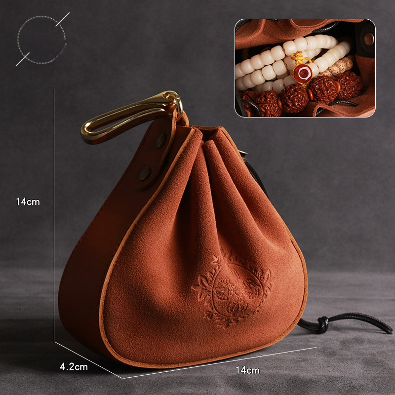 Nahast juveelide kott etnilise stiiliga – helmeste ja jade käevõru hoiukott, Hedon