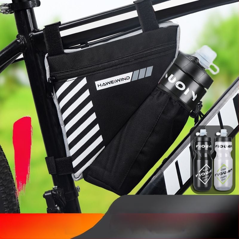Велосипедна чанта с преден държач за вода, чанта върху горна тръба над седло и триъгълна чанта за инструменти — марка Powerful merchant; Без подплата; Категория: Чанта за велосипед