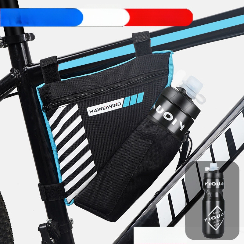 Велосипедна чанта с преден държач за вода, чанта върху горна тръба над седло и триъгълна чанта за инструменти — марка Powerful merchant; Без подплата; Категория: Чанта за велосипед