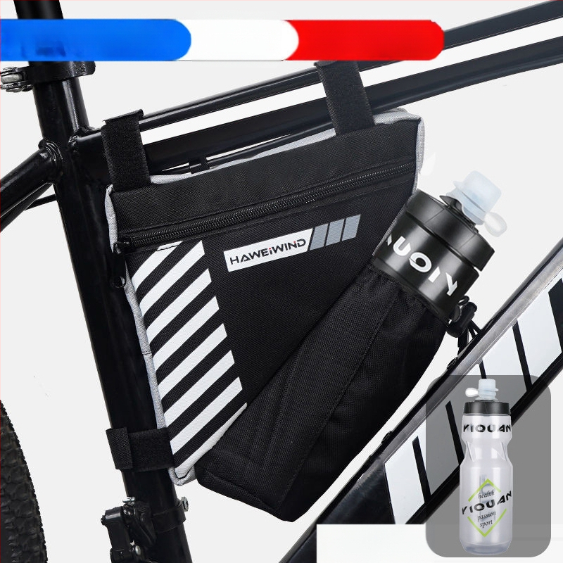 Велосипедна чанта с преден държач за вода, чанта върху горна тръба над седло и триъгълна чанта за инструменти — марка Powerful merchant; Без подплата; Категория: Чанта за велосипед