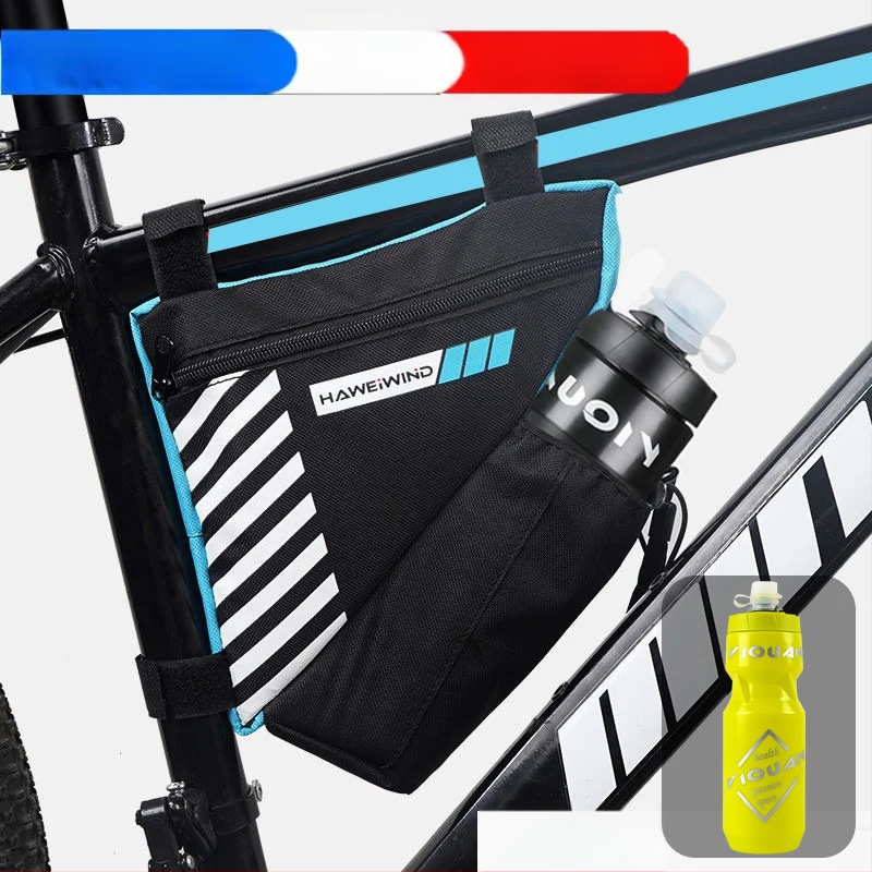 Велосипедна чанта с преден държач за вода, чанта върху горна тръба над седло и триъгълна чанта за инструменти — марка Powerful merchant; Без подплата; Категория: Чанта за велосипед