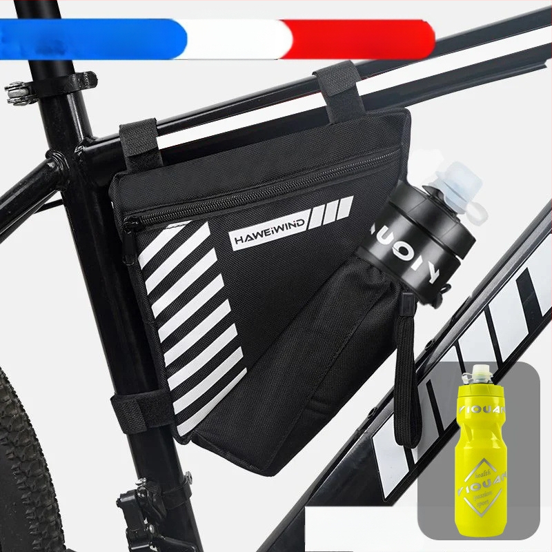 Велосипедна чанта с преден държач за вода, чанта върху горна тръба над седло и триъгълна чанта за инструменти — марка Powerful merchant; Без подплата; Категория: Чанта за велосипед