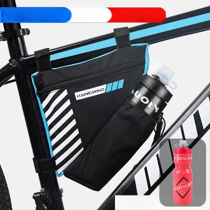 Велосипедна чанта с преден държач за вода, чанта върху горна тръба над седло и триъгълна чанта за инструменти — марка Powerful merchant; Без подплата; Категория: Чанта за велосипед