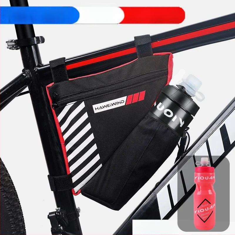 Велосипедна чанта с преден държач за вода, чанта върху горна тръба над седло и триъгълна чанта за инструменти — марка Powerful merchant; Без подплата; Категория: Чанта за велосипед