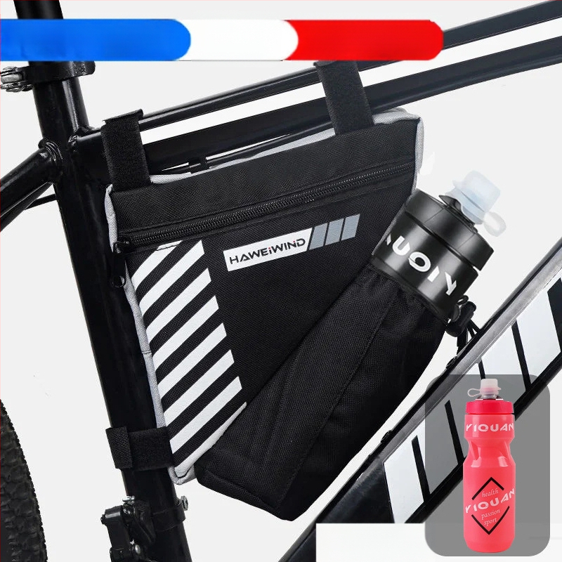 Велосипедна чанта с преден държач за вода, чанта върху горна тръба над седло и триъгълна чанта за инструменти — марка Powerful merchant; Без подплата; Категория: Чанта за велосипед