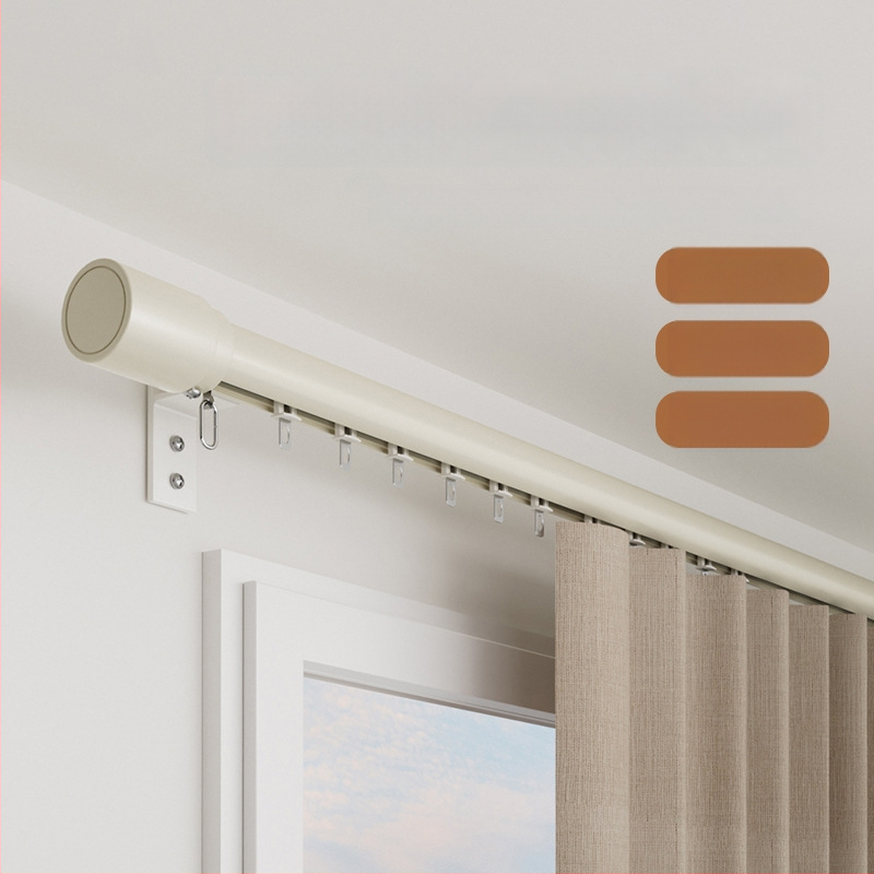 Aliuminio lydinio užuolaidų lazda, Modelis 491 apatinė bėginė juosta; Priedai: dekoratyvinė galvutė, ritė, laikiklis, tarpiklis; Stilius: šiuolaikinis paprastumas (Modelis: 491; Medžiaga: aliuminio lydinys; Tipas: užuolaidų lazda; Priedai: dekoratyvinė gal