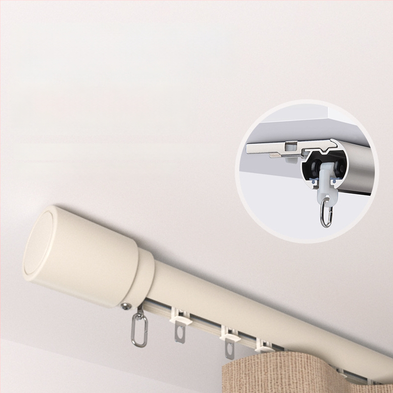 Aliuminio lydinio užuolaidų lazda, Modelis 491 apatinė bėginė juosta; Priedai: dekoratyvinė galvutė, ritė, laikiklis, tarpiklis; Stilius: šiuolaikinis paprastumas (Modelis: 491; Medžiaga: aliuminio lydinys; Tipas: užuolaidų lazda; Priedai: dekoratyvinė gal