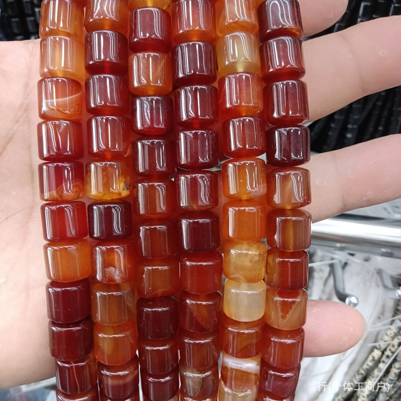 Κυλινδρικές χάντρες αχάτη από φυσική πέτρα για κοσμήματα – χειροποίητη λείανση, φυσικό μοτίβο