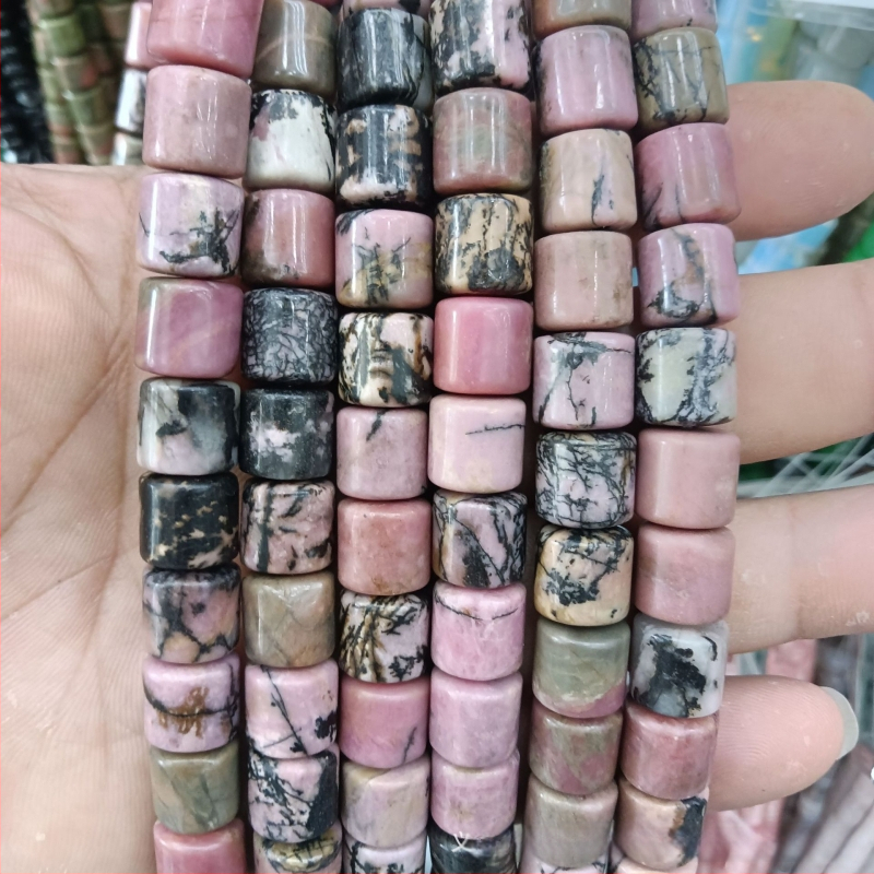 Κυλινδρικές χάντρες αχάτη από φυσική πέτρα για κοσμήματα – χειροποίητη λείανση, φυσικό μοτίβο