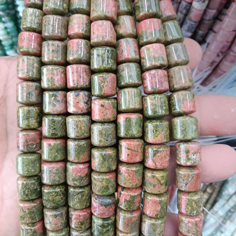 Κυλινδρικές χάντρες αχάτη από φυσική πέτρα για κοσμήματα – χειροποίητη λείανση, φυσικό μοτίβο