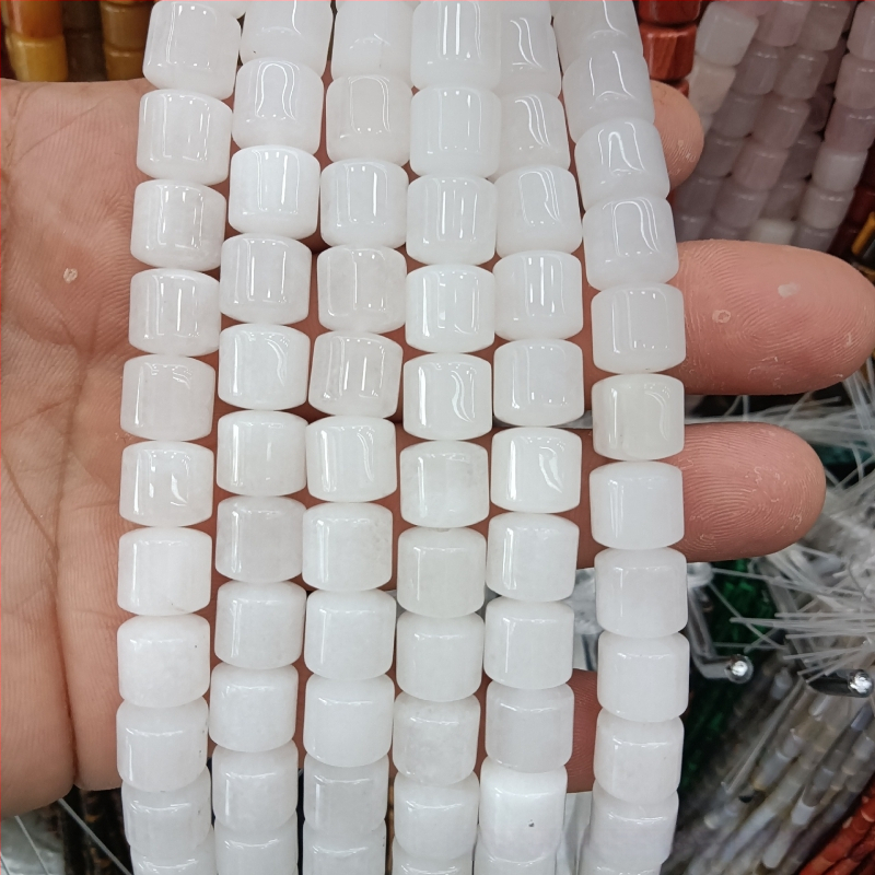 Κυλινδρικές χάντρες αχάτη από φυσική πέτρα για κοσμήματα – χειροποίητη λείανση, φυσικό μοτίβο