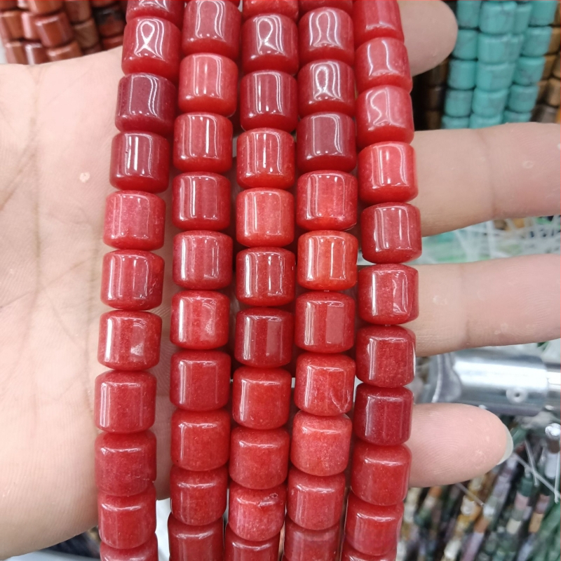 Κυλινδρικές χάντρες αχάτη από φυσική πέτρα για κοσμήματα – χειροποίητη λείανση, φυσικό μοτίβο