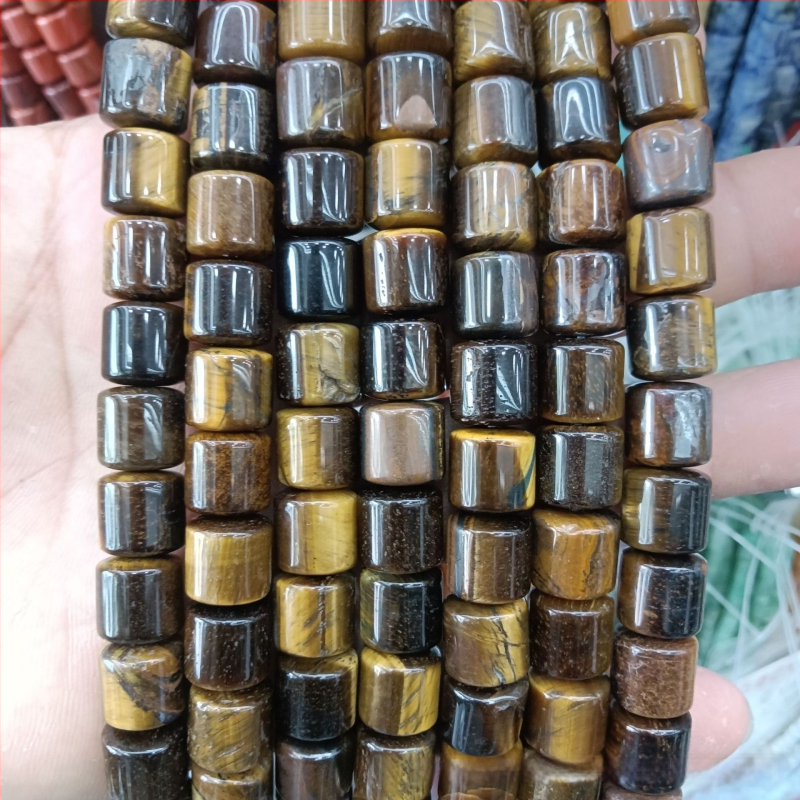 Κυλινδρικές χάντρες αχάτη από φυσική πέτρα για κοσμήματα – χειροποίητη λείανση, φυσικό μοτίβο