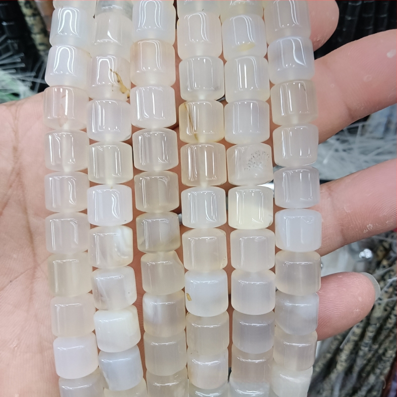 Κυλινδρικές χάντρες αχάτη από φυσική πέτρα για κοσμήματα – χειροποίητη λείανση, φυσικό μοτίβο