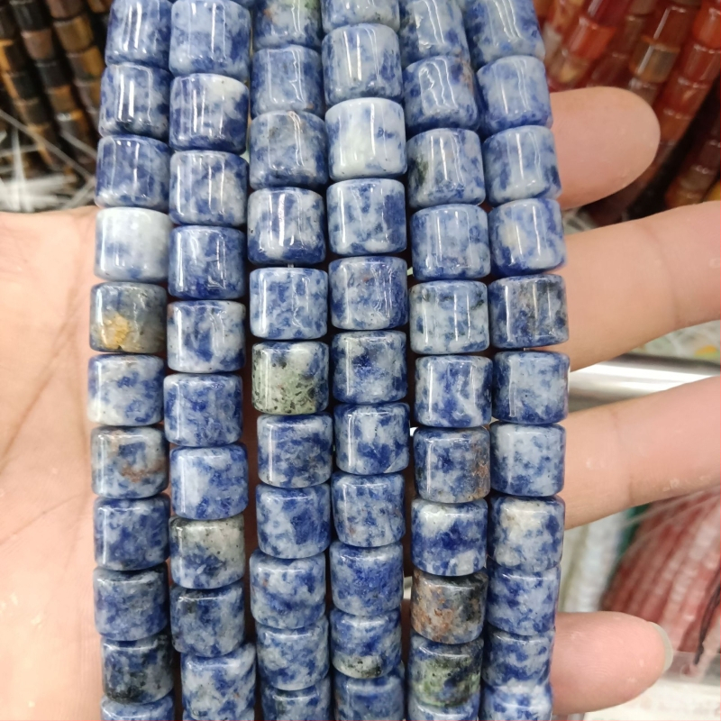 Κυλινδρικές χάντρες αχάτη από φυσική πέτρα για κοσμήματα – χειροποίητη λείανση, φυσικό μοτίβο