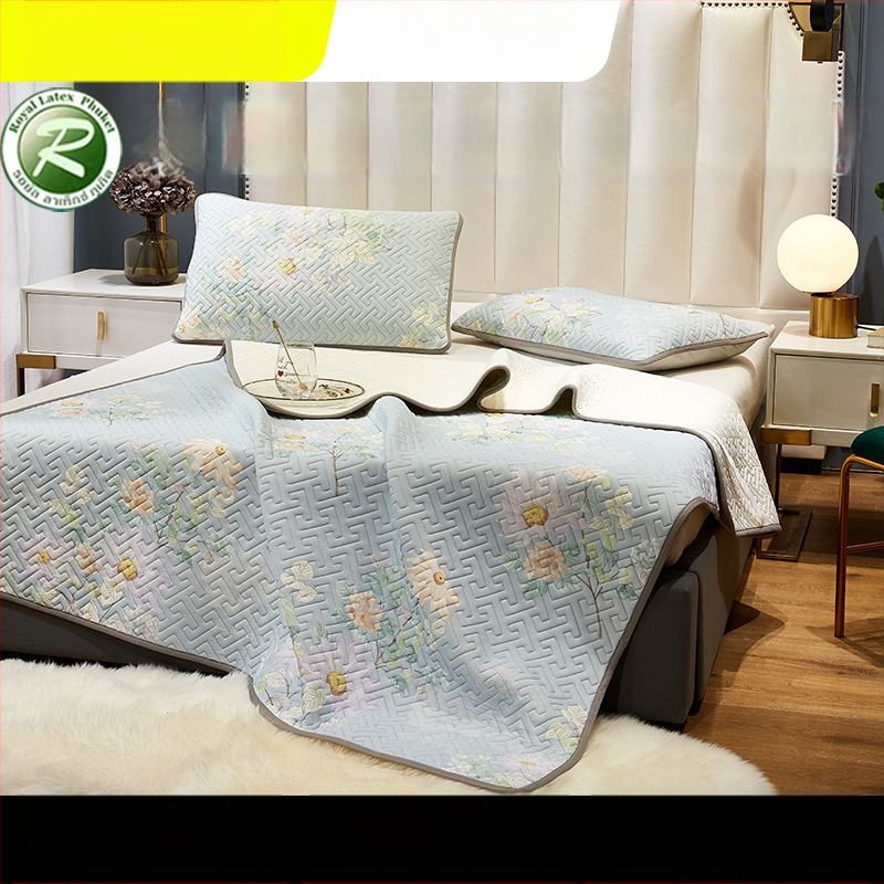 3 dalių natūralaus latekso aušinančio kilimėlių rinkinys – latekso kiekis 90%+; spausdinta apdaila; šiuolaikiškas minimalistinis stilius