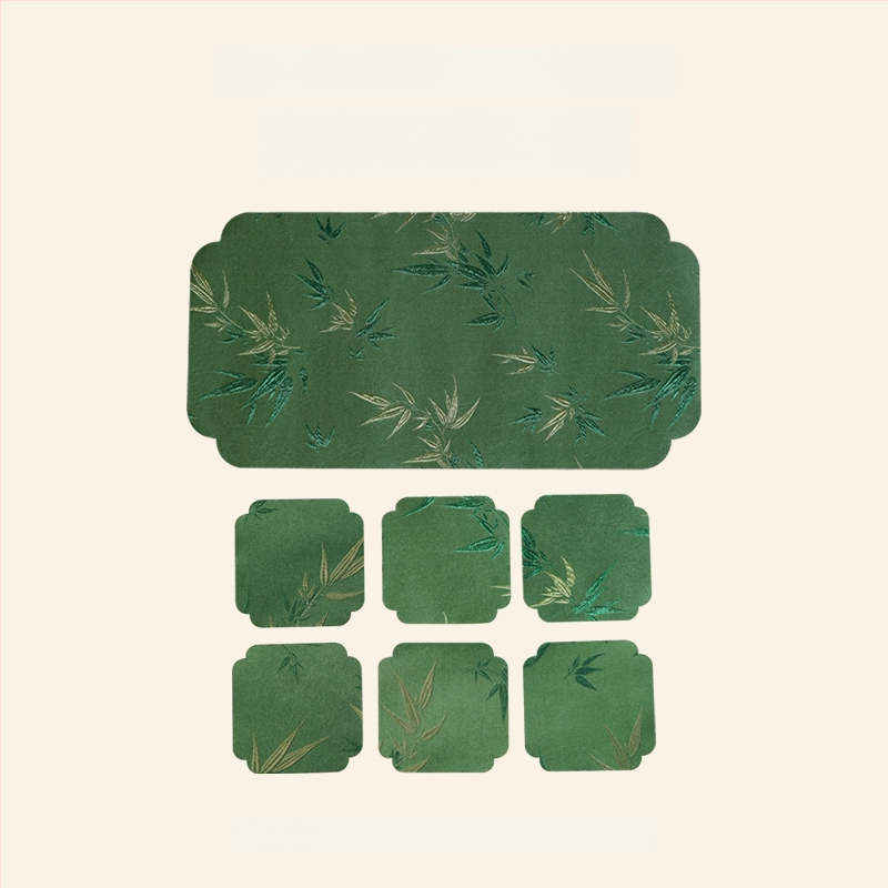 Dviejų pusių brokato arbatos kilimėlis – kvadratinės formos, atsparus aukštoms temperatūroms, rūmų stiliaus ir kinų stiliaus