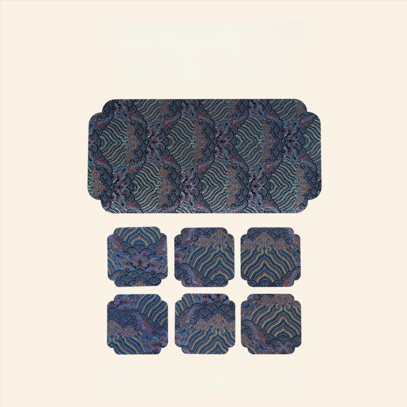 Dviejų pusių brokato arbatos kilimėlis – kvadratinės formos, atsparus aukštoms temperatūroms, rūmų stiliaus ir kinų stiliaus