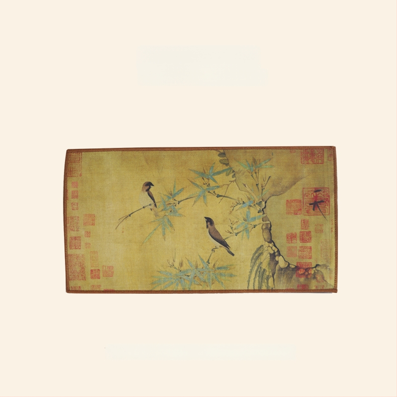 Dviejų pusių brokato arbatos kilimėlis – kvadratinės formos, atsparus aukštoms temperatūroms, rūmų stiliaus ir kinų stiliaus