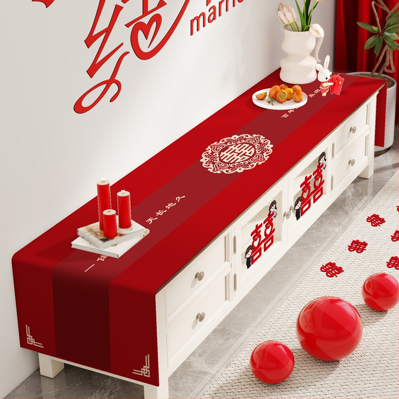 Televizoriaus spintelės staltiesė - stačiakampė, audinys, raukšlių atsparumas, paprastas ir modernus stilius, geometrinis raštas