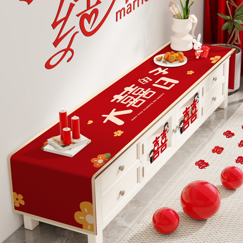 Televizoriaus spintelės staltiesė - stačiakampė, audinys, raukšlių atsparumas, paprastas ir modernus stilius, geometrinis raštas