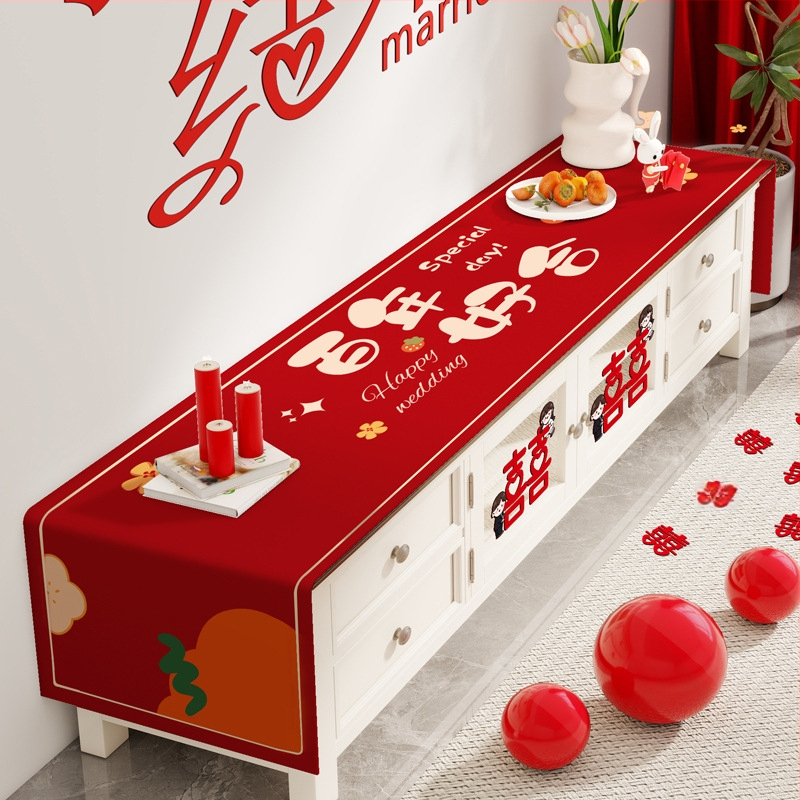 Televizoriaus spintelės staltiesė - stačiakampė, audinys, raukšlių atsparumas, paprastas ir modernus stilius, geometrinis raštas