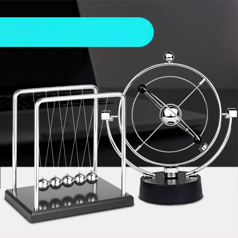 Njutono pendulio dekoras su magnetine levitacija — modernus minimalistinis dizainas, unikali prekė