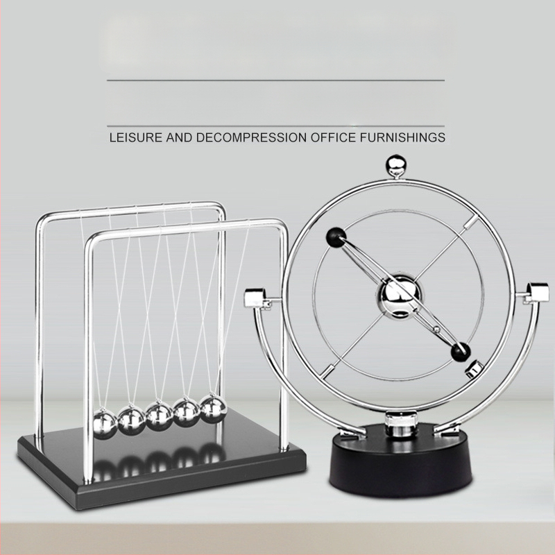 Njutono pendulio dekoras su magnetine levitacija — modernus minimalistinis dizainas, unikali prekė