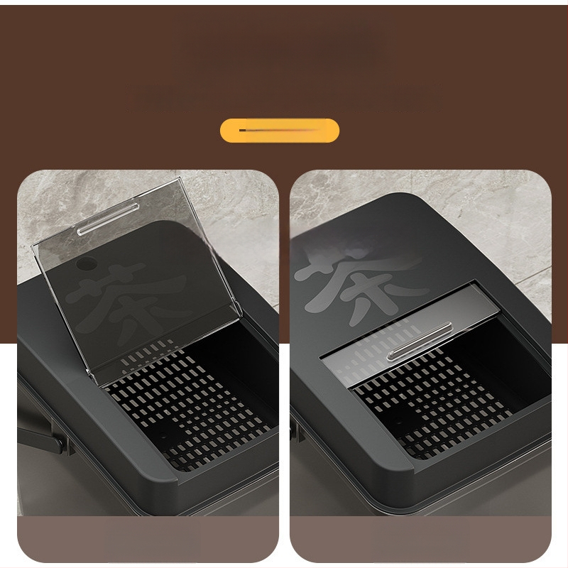 Κουβάς τσαγιού με αποστράγγιση και δίσκο υπολειμμάτων τσαγιού, ξύλινος, κινεζικού στυλ, εκτύπωση λογοτύπου, ποιότητα πρώτης κατηγορίας