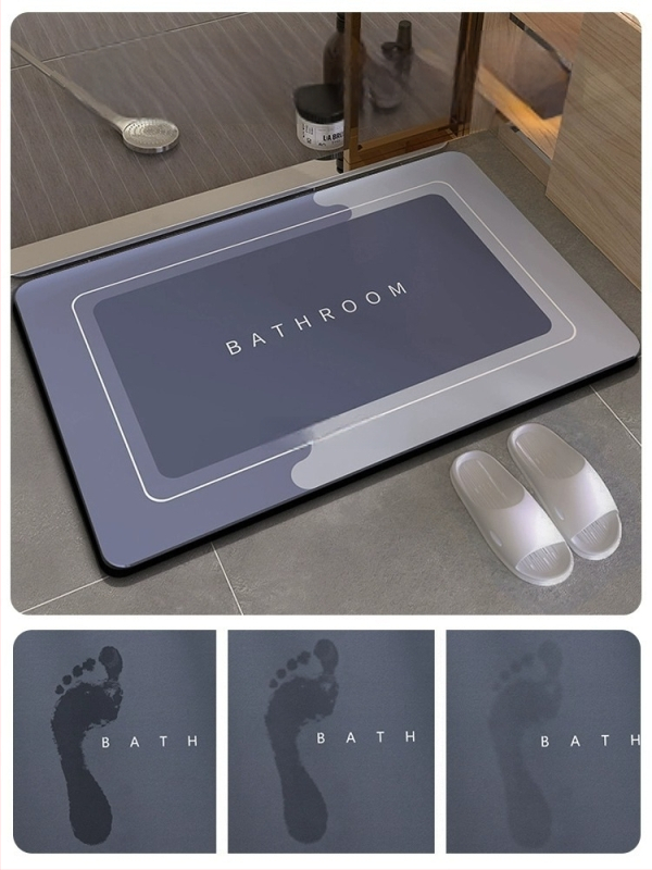 Килим за баня от диатомова кал, противохлъзгащ се, абсорбиращ, бързосъхнещ, ръчно пране