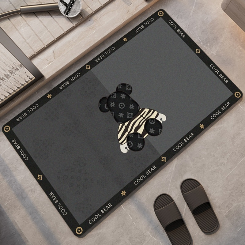 Подова постелка за баня, диатомитова глина, модел с цветя, печатено, измиваемо, персонализируемо