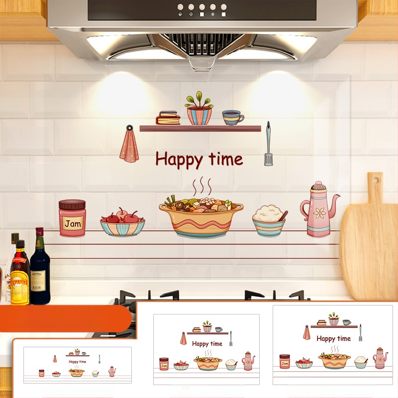 Кухненски стенен стикер против мазнини, хартия, карикатурен принт, 1 бр.