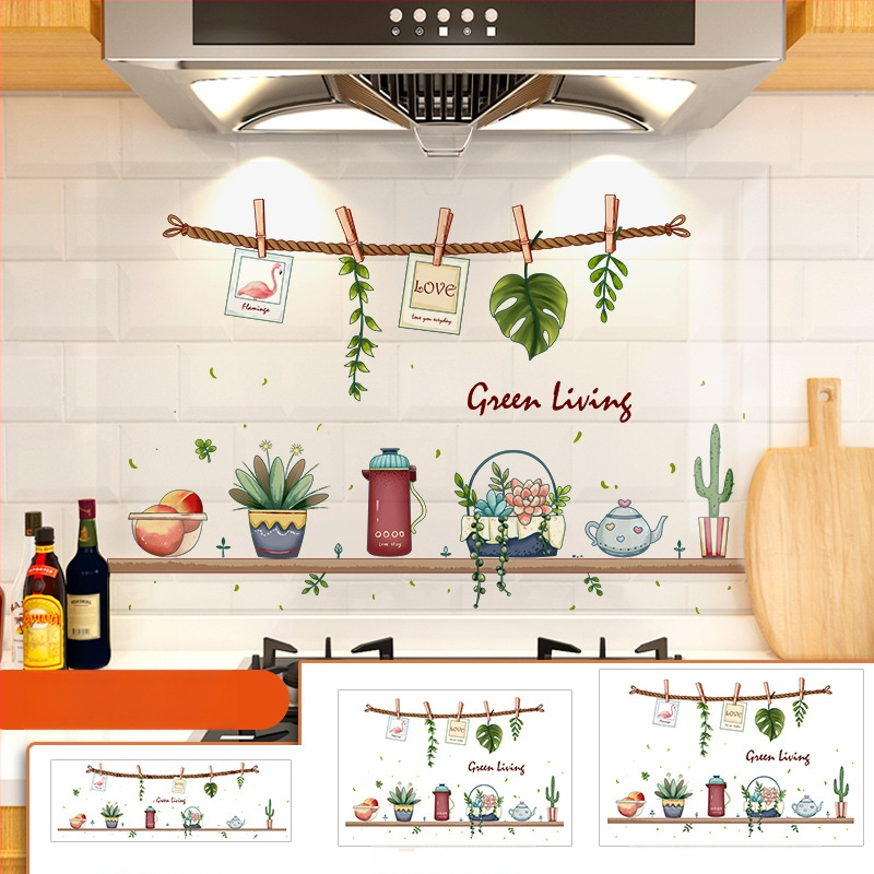 Кухненски стенен стикер против мазнини, хартия, карикатурен принт, 1 бр.