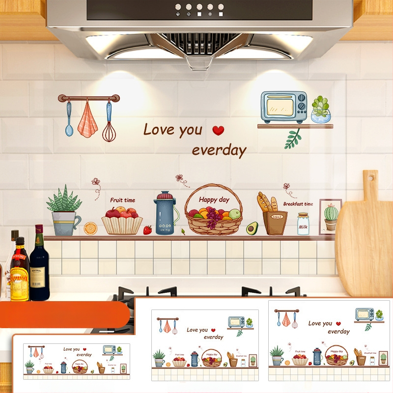 Кухненски стенен стикер против мазнини, хартия, карикатурен принт, 1 бр.