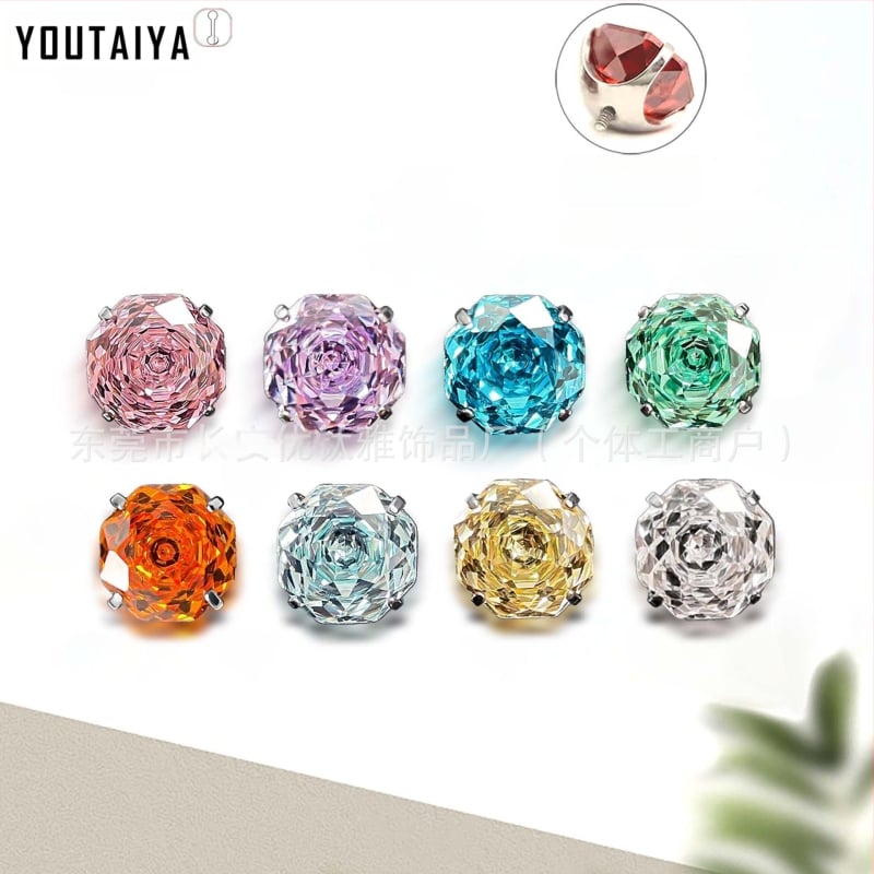 Geomeetrilised titanioum kõrvarõngad kaheksakandilise kujundusega, tsirkoon, G23 titani sulam, sisemine kinnitus