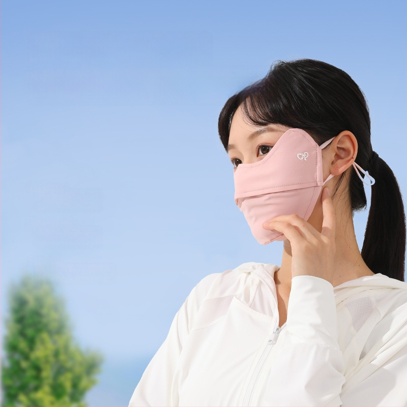 Vasaros veido kaukė su UV apsauga UPF50, nailonas-spandekso medžiaga, ausų kilpelės, monochrominis dizainas