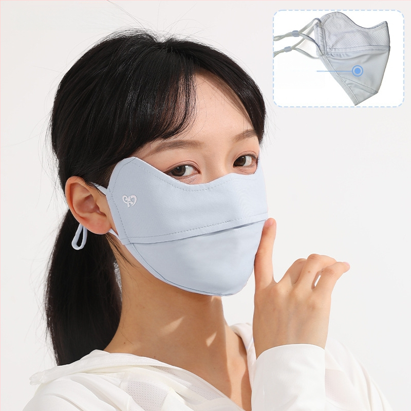 Vasaros veido kaukė su UV apsauga UPF50, nailonas-spandekso medžiaga, ausų kilpelės, monochrominis dizainas