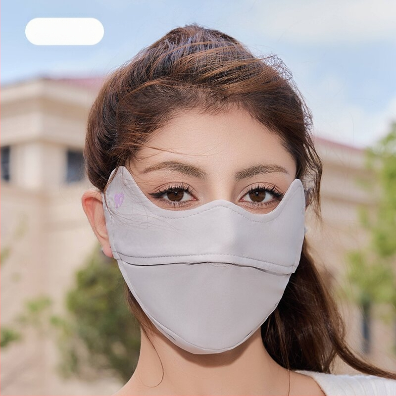 Vasaros veido kaukė su UV apsauga UPF50, nailonas-spandekso medžiaga, ausų kilpelės, monochrominis dizainas