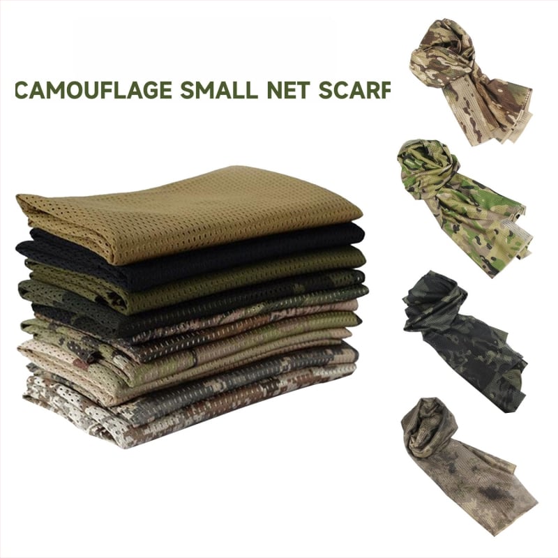 Kamuflāžas tīkla galvas šalle – vēja izturīga, saules aizsardzība; āra sportam, pieaugušajiem, unisex, pārgājieni un riteņbraukšana