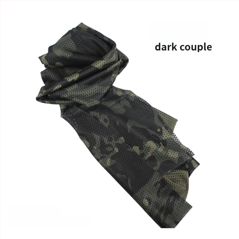 Kamuflāžas tīkla galvas šalle – vēja izturīga, saules aizsardzība; āra sportam, pieaugušajiem, unisex, pārgājieni un riteņbraukšana