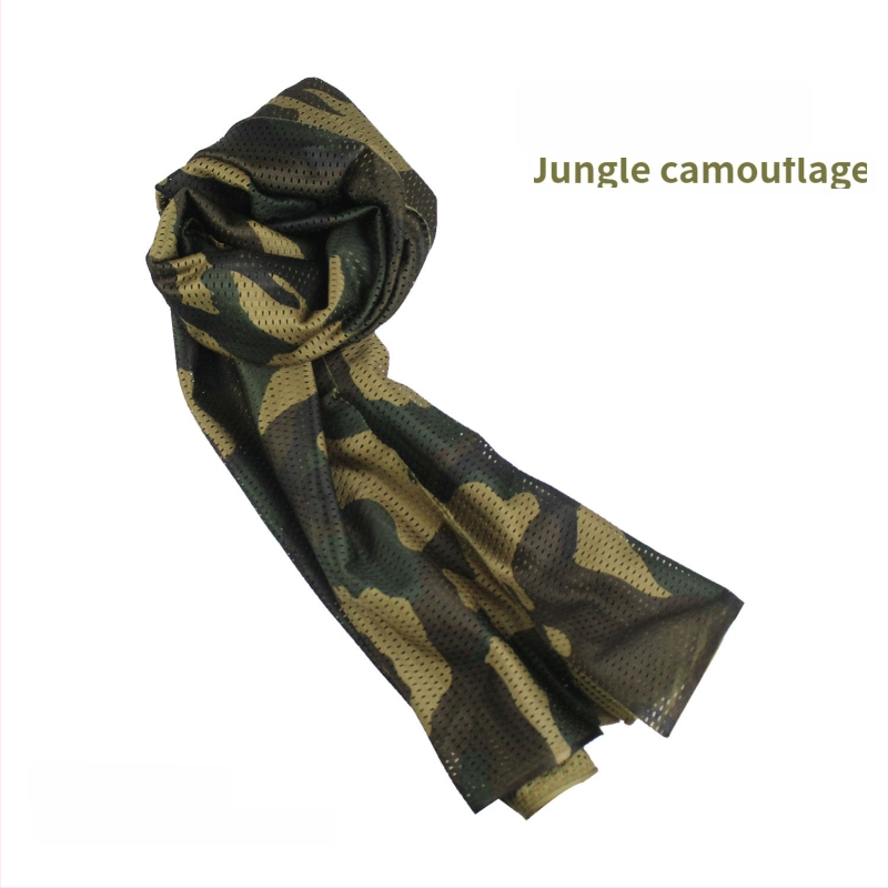 Kamuflāžas tīkla galvas šalle – vēja izturīga, saules aizsardzība; āra sportam, pieaugušajiem, unisex, pārgājieni un riteņbraukšana
