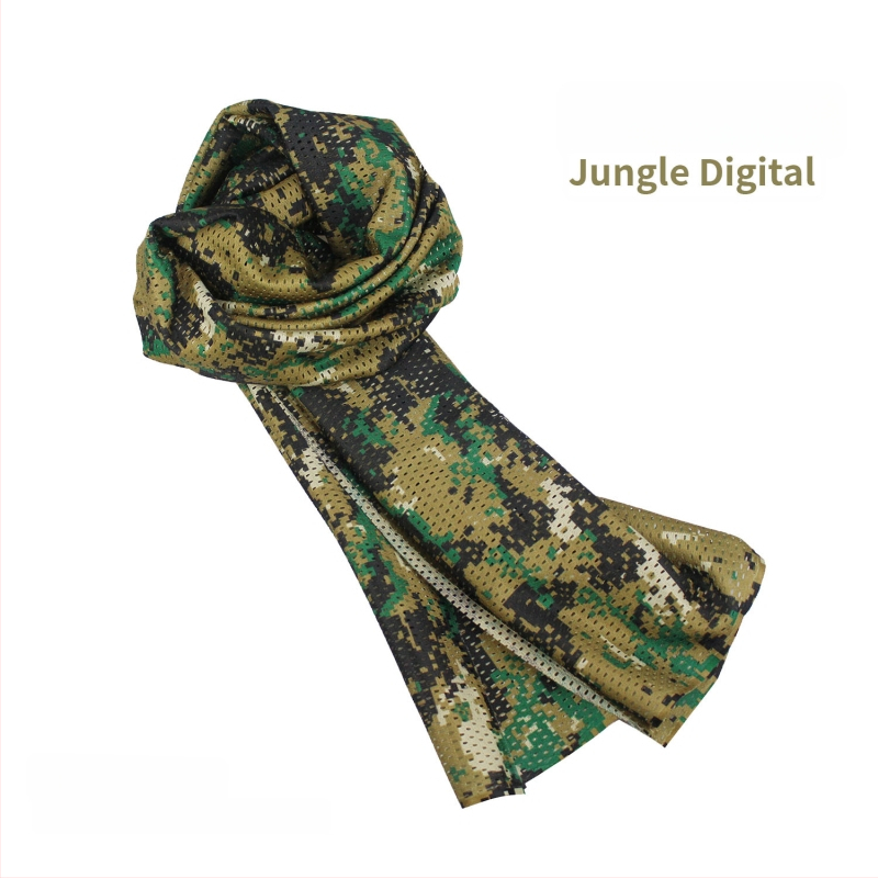 Kamuflāžas tīkla galvas šalle – vēja izturīga, saules aizsardzība; āra sportam, pieaugušajiem, unisex, pārgājieni un riteņbraukšana