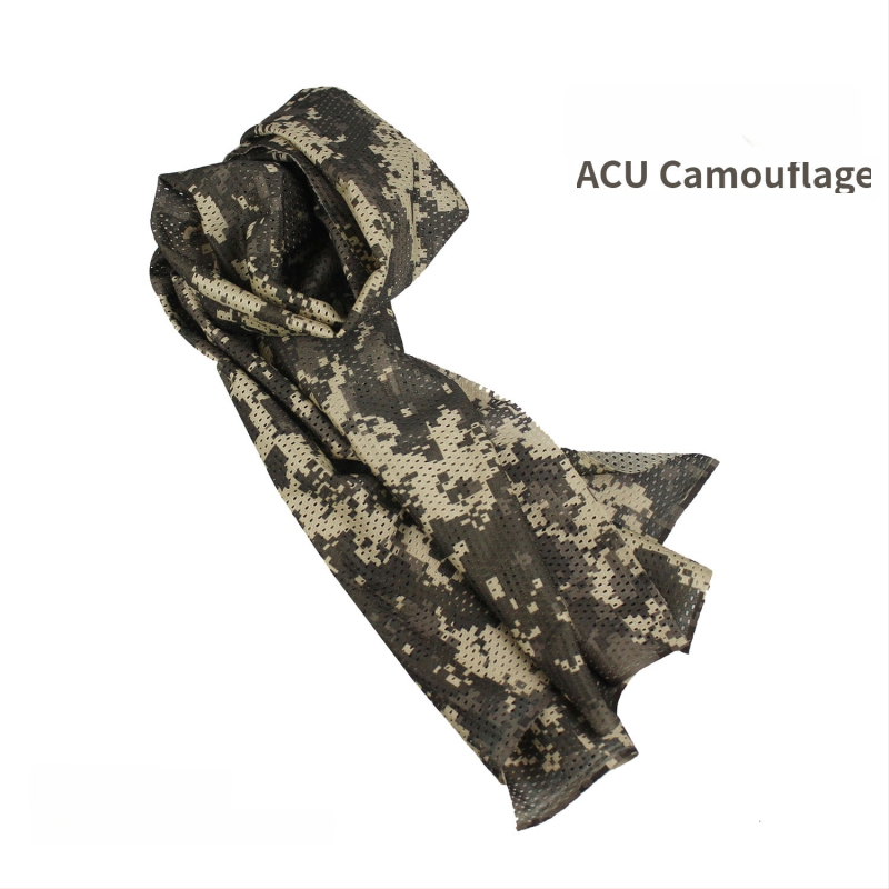 Kamuflāžas tīkla galvas šalle – vēja izturīga, saules aizsardzība; āra sportam, pieaugušajiem, unisex, pārgājieni un riteņbraukšana