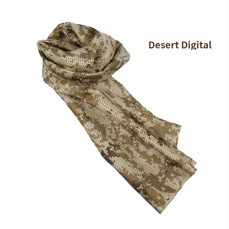 Kamuflāžas tīkla galvas šalle – vēja izturīga, saules aizsardzība; āra sportam, pieaugušajiem, unisex, pārgājieni un riteņbraukšana