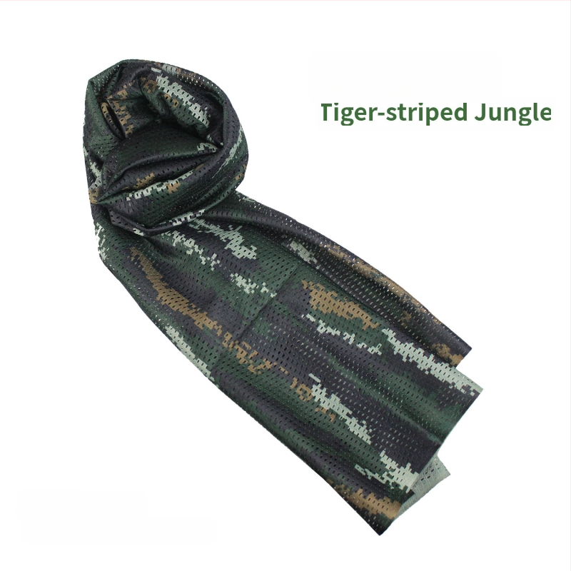 Kamuflāžas tīkla galvas šalle – vēja izturīga, saules aizsardzība; āra sportam, pieaugušajiem, unisex, pārgājieni un riteņbraukšana